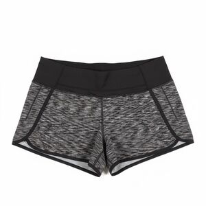 Lululemon Run Times Shorts Size 6 Black Heather Gray Zip Pocket Lined Running